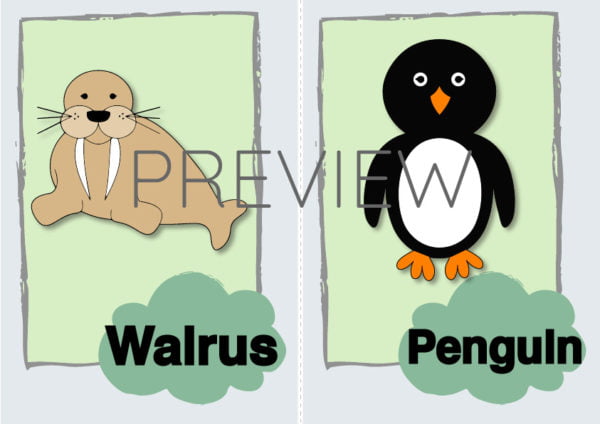 ESL Walrus and Penguin Flashcard