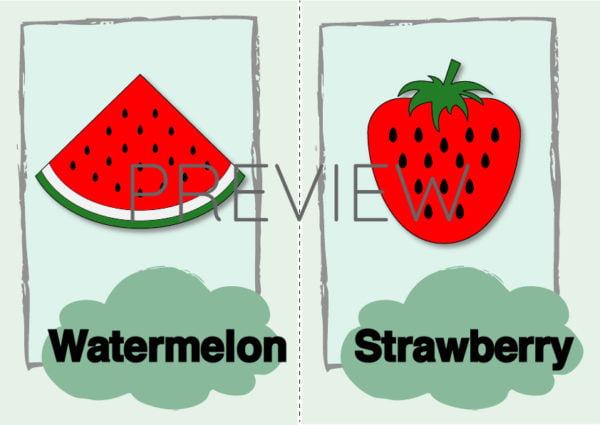 ESL Watermelon and Strawberry Flashcard