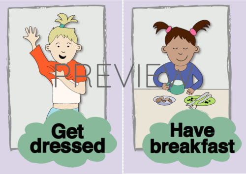 ESL Get Dressed and Have Breakfast Flashcards
