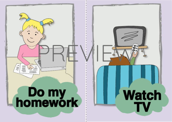 ESL Do My Homework and Watch TV Flashcards