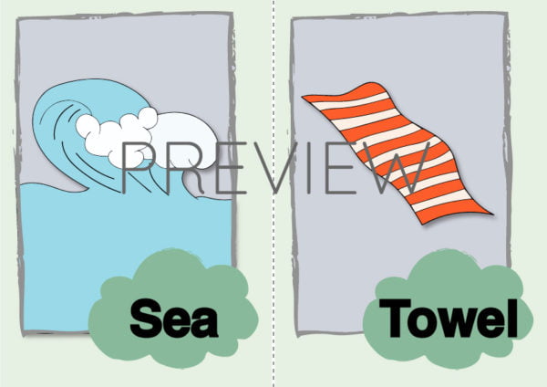 ESL Sea and Towel Flashcards