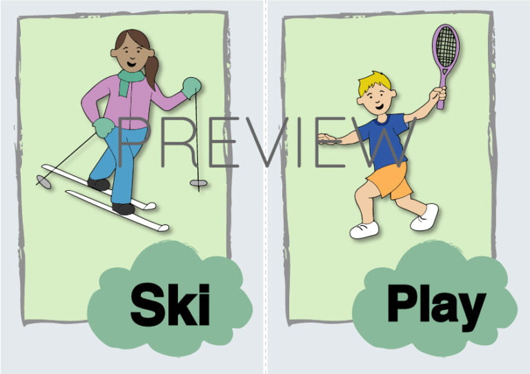 Ski and Play Flashcard Gru Languages