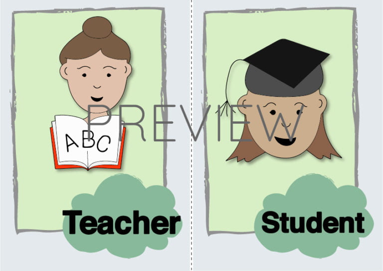 Teacher and Student Flashcard Gru Languages