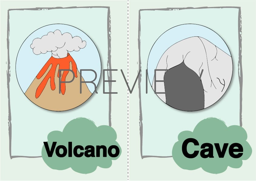 ESL Volcano and Cave Flashcards