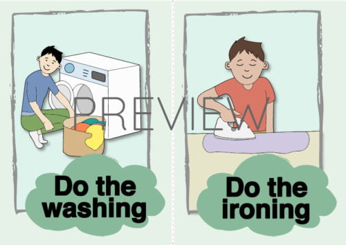ESL Do The Washing and Ironing Flashcards