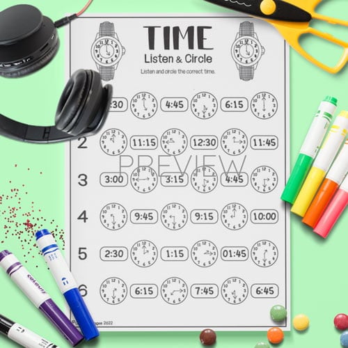 ESL English Kids Telling The Time Listening Activity