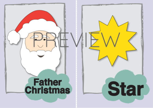 Father Christmas and Star Flashcard