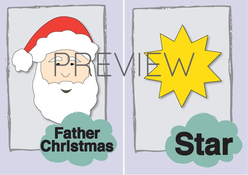 Father Christmas and Star Flashcard