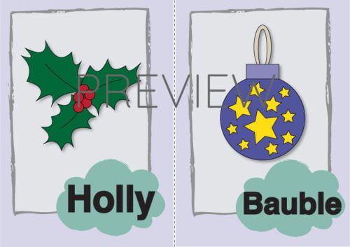 Holly Bauble Christmas Flashcards