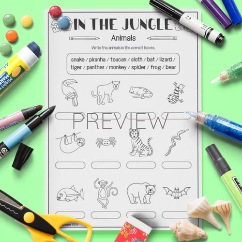 Jungle Animal ESL Vocabulary Activity for Children