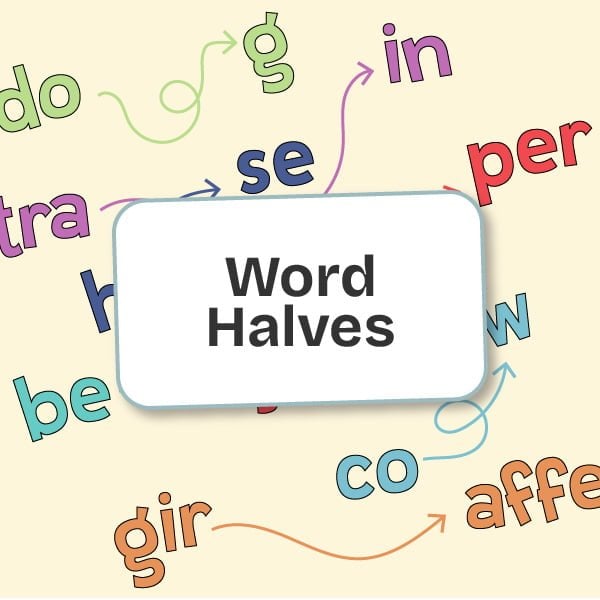 online word halves game for children