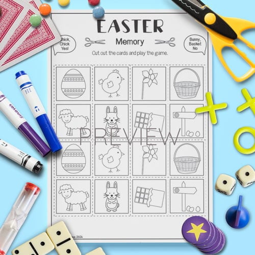 easter picture memory game for children