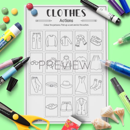 clothes action cards activity for children