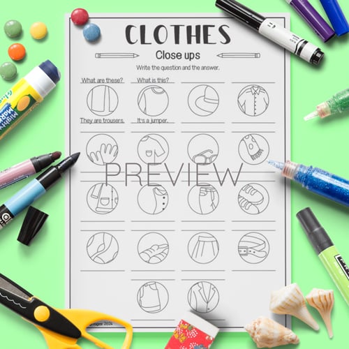 clothes close ups worksheet for children