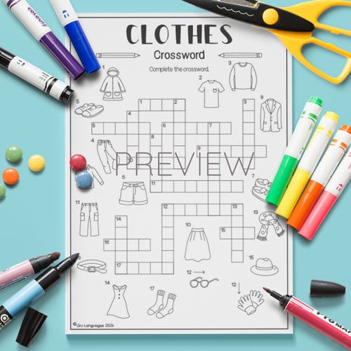 clothes crossword for children