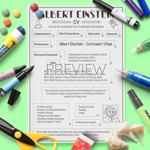 Albert Einstein cv craft for children