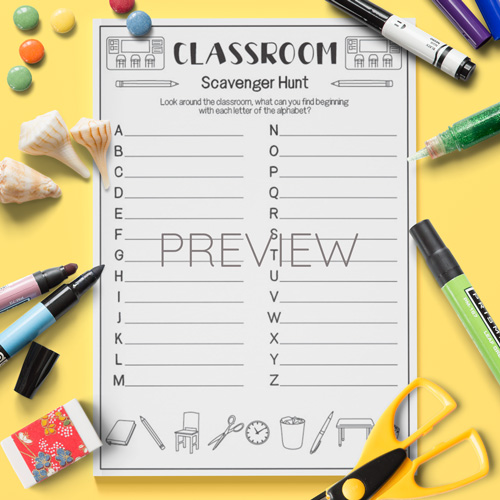 Classroom scavenger hunt activity for children