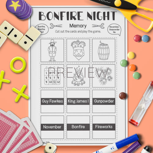 Bonfire night memory game for children