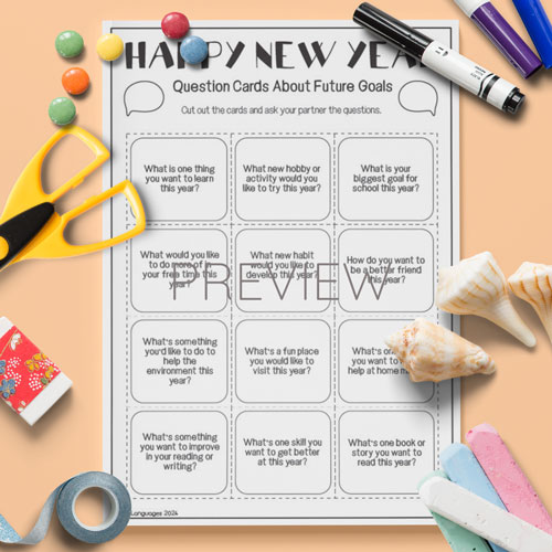 New Year Future Goals Question Cards