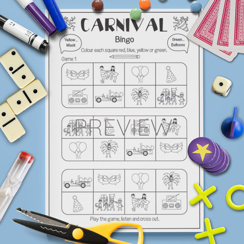 Carnival bingo game for children