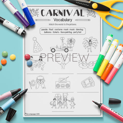 Carnival vocabulary activity for children