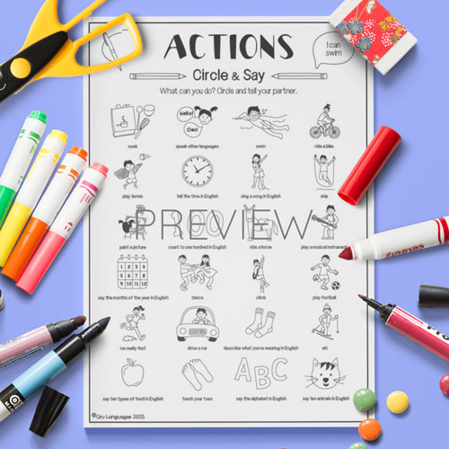 Actions Circle & Say Activity for Children