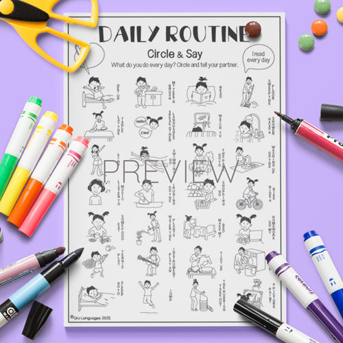 Daily Routine Circle & Say Activity for Children