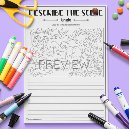 Describe the scene jungle activity for children learning English