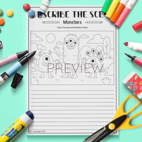Describe the scene monsters activity for children learning English