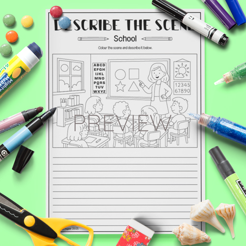 Describe the classroom scene activity for children learning English
