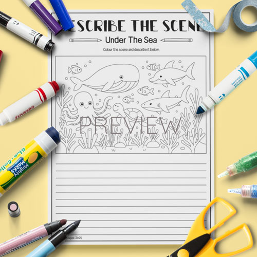 Describe the under the sea scene activity for children learning English