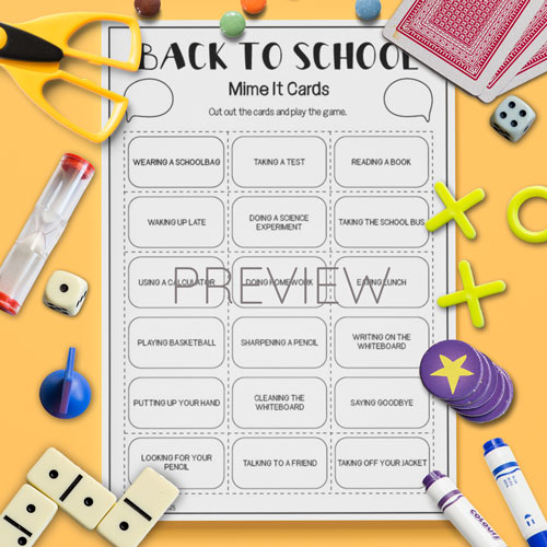 Back to school mime it game for children learning English
