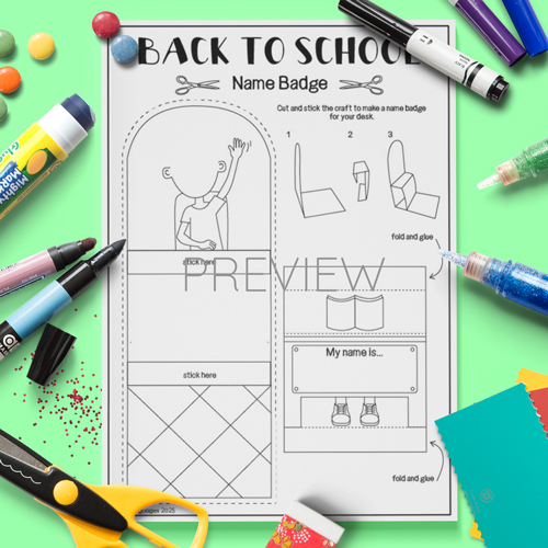 Back to school desk name craft for children