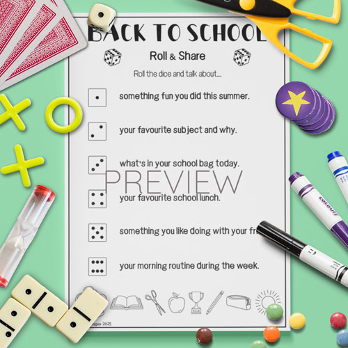 Back to school roll and share game for children