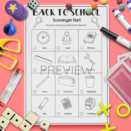 Back to school scavenger hunt for children