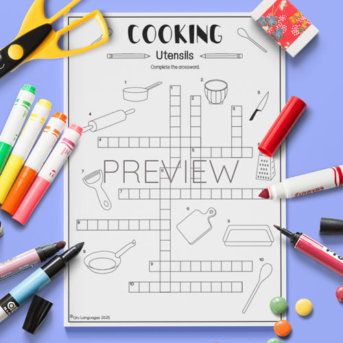 Cooking crossword activity for children