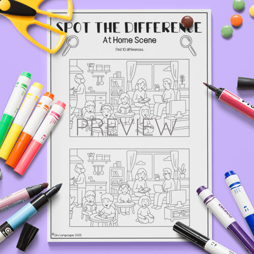 Actions spot the difference activity for children