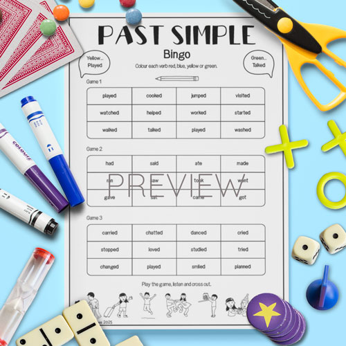 Past simple bingo game for children