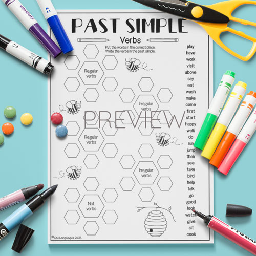 Past simple sorting activity for children