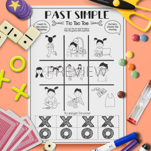 Past simple tic tac toe game for children