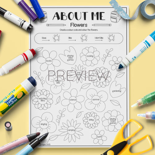 Back to school, about me, flower activity for children