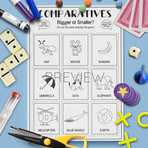 Bigger or smaller card game for children