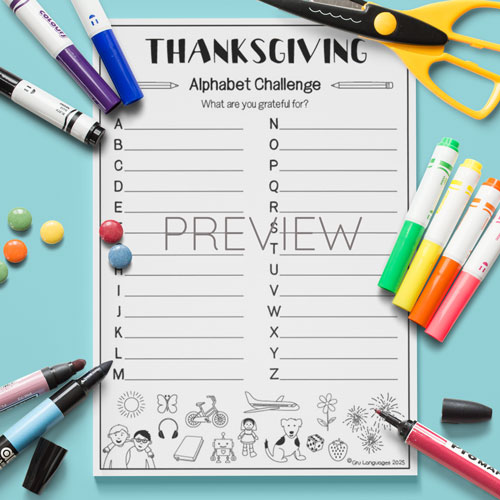 Thanksgiving alphabet challenge for children
