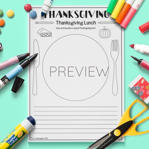 Thanksgiving dinner worksheet for children