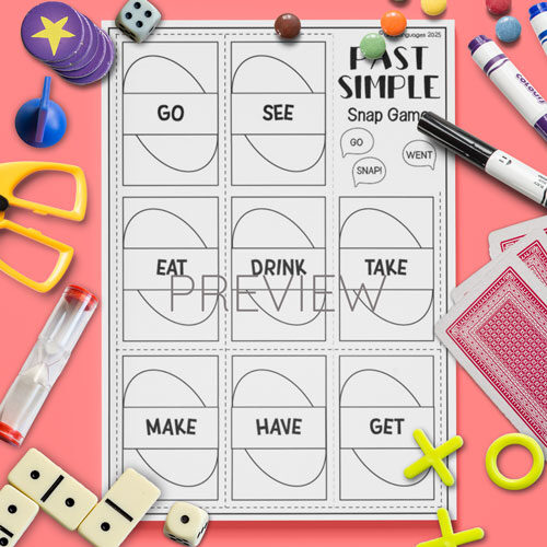 Past simple snap game for children learning English