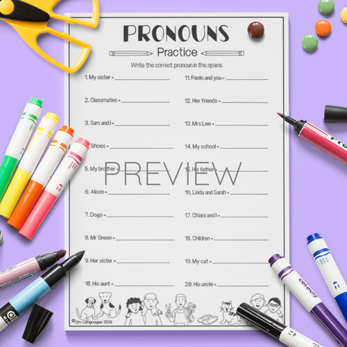 Pronouns practice for children learning English