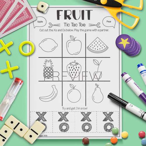 Fruit tic tac toe game for children learning English