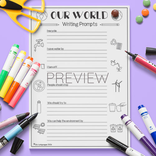 Environment writing prompts for children learning English
